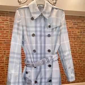 Burberry Brit packable blue plaid raincoat